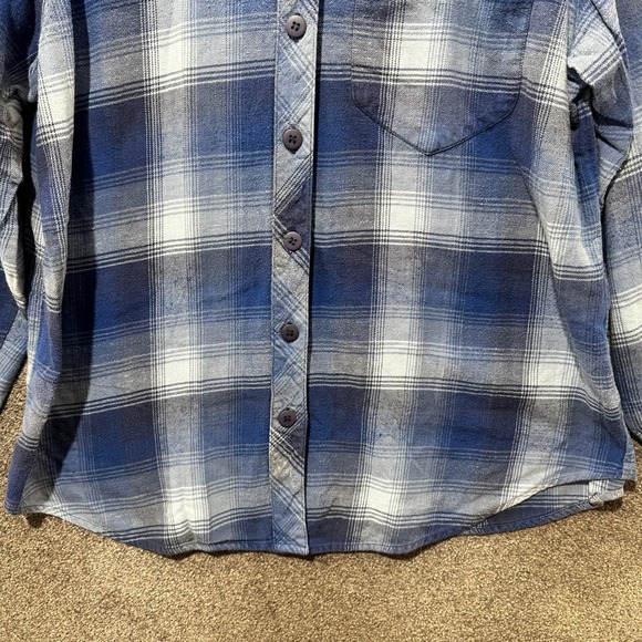 VTG Cabin Creek Flannel Button Up Shirt Women 1X Blue White Cotton Casual - Picture 7 of 11